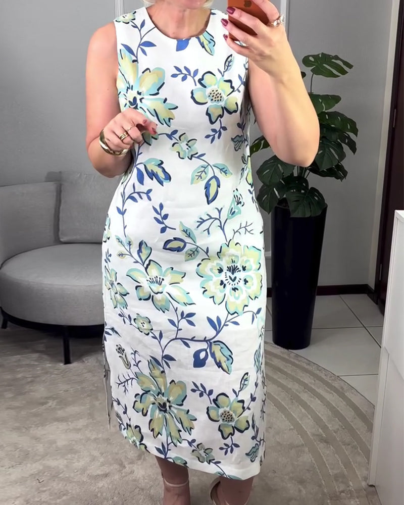 Sleeveless Floral Straight Dress