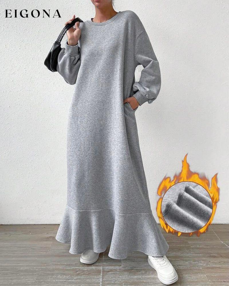 Loose pocket Long Sleeve dress Gray 2023 f/w 23BF casual dresses Clothes Dresses spring