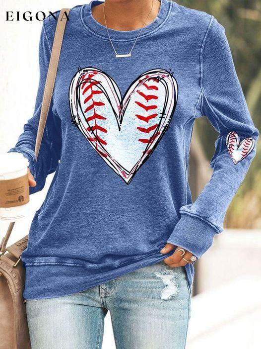 Women's Baseball Heart Print Top ball print