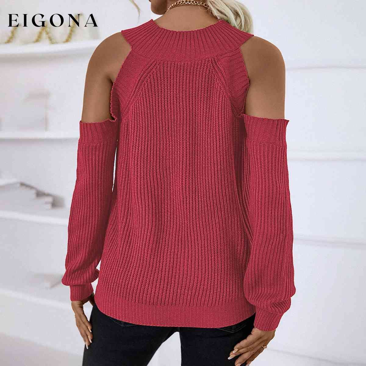 Round Neck Cold-Shoulder Sweater clothes Ship From Overseas Y@Q@S