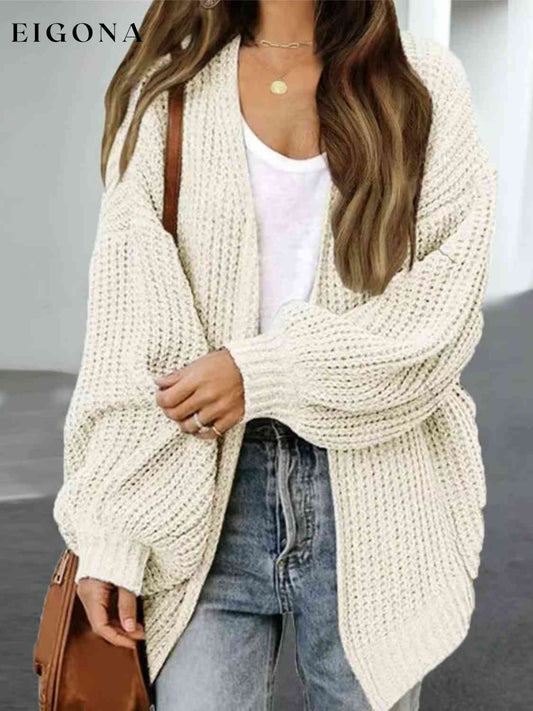 Drop Shoulder Balloon Sleeve Cardigan Sand cardigan cardigans clothes Ship From Overseas Shipping Delay 10/01/2023 - 10/02/2023 sweater sweaters Y*X