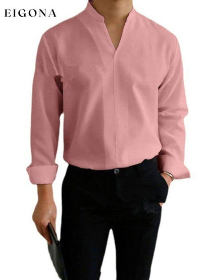 Casual Solid V-Neck Shirt men