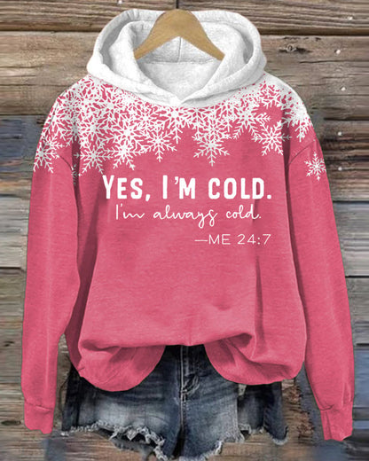 Women's Christmas I'm cold print hoodie 2024 f/w christmas hoodies & sweatshirts women's christmas