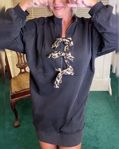 Stand Collar Loose Long Sleeve Dress