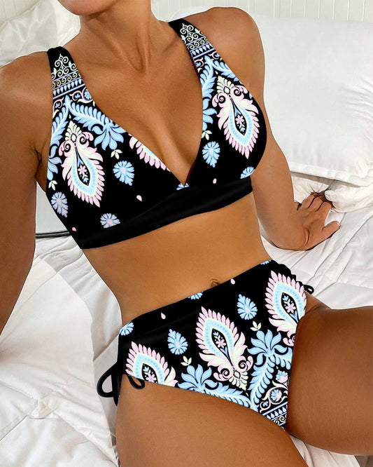 Sexy Bra Two-Piece High Waist Swimsuit