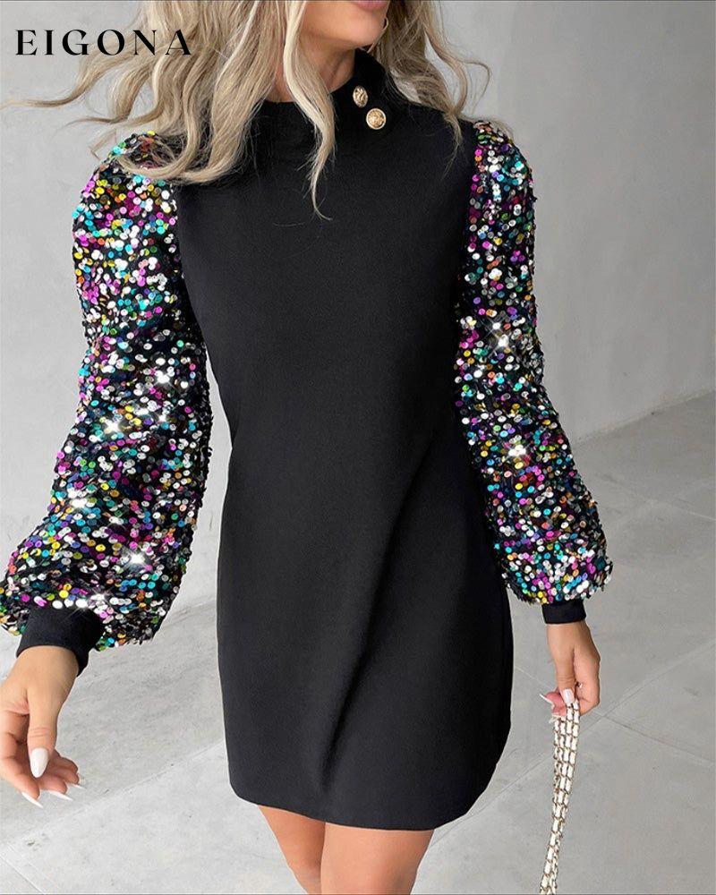 Patchwork sequined long-sleeved dress 2023 f/w 23BF casual dress christmas Clothes party dress