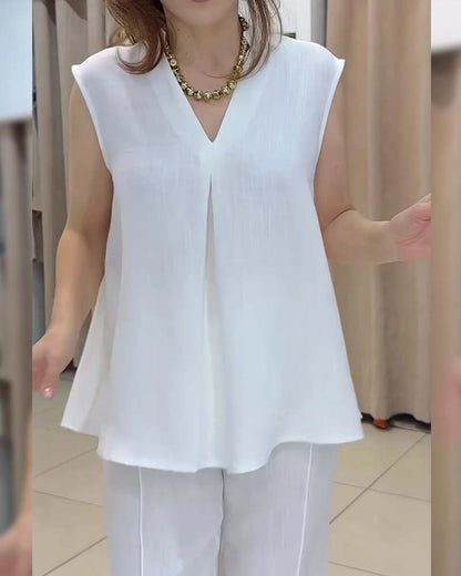 V-Neck Solid Color Casual Tank Top