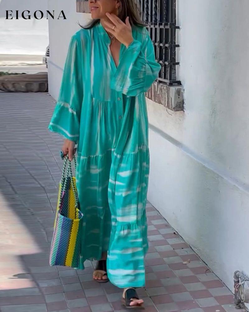 Casual V-neck flare sleeve loose long dress casual dresses spring summer