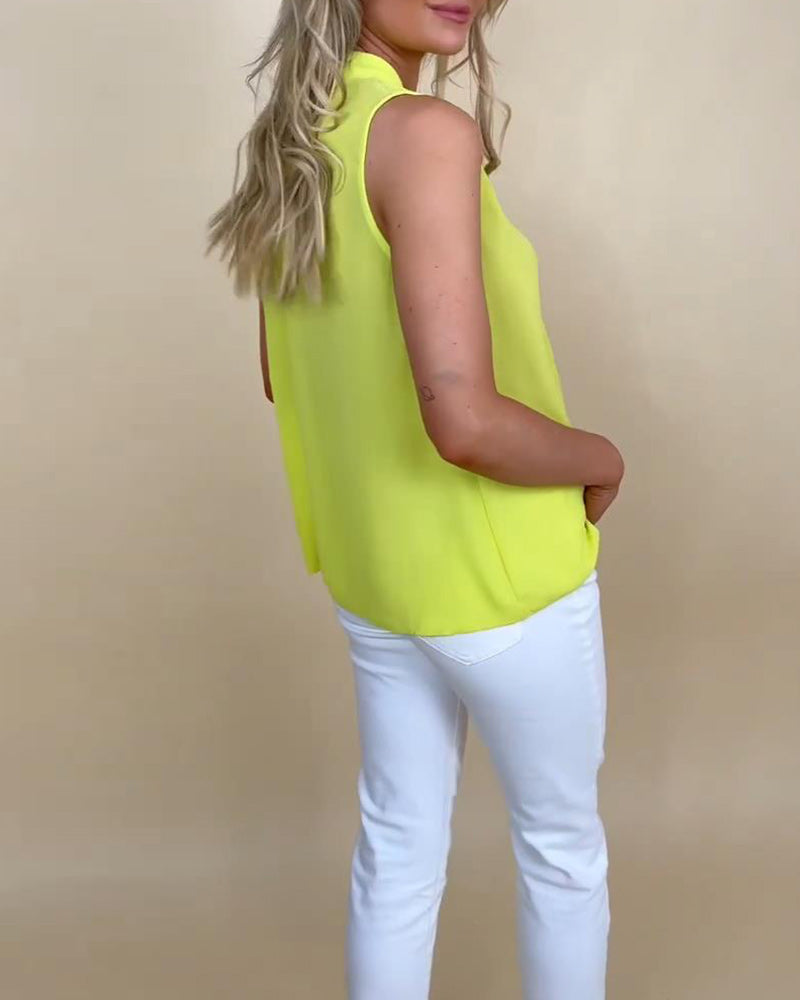 Casual solid color V-neck tank top 202466 summer tank tops & camis