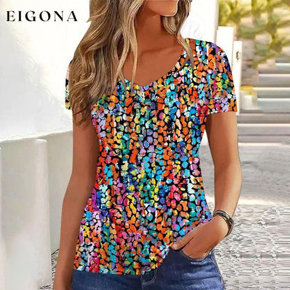 Colourful Abstract Print T-Shirt Multicolor best Best Sellings clothes Plus Size Sale tops Topseller