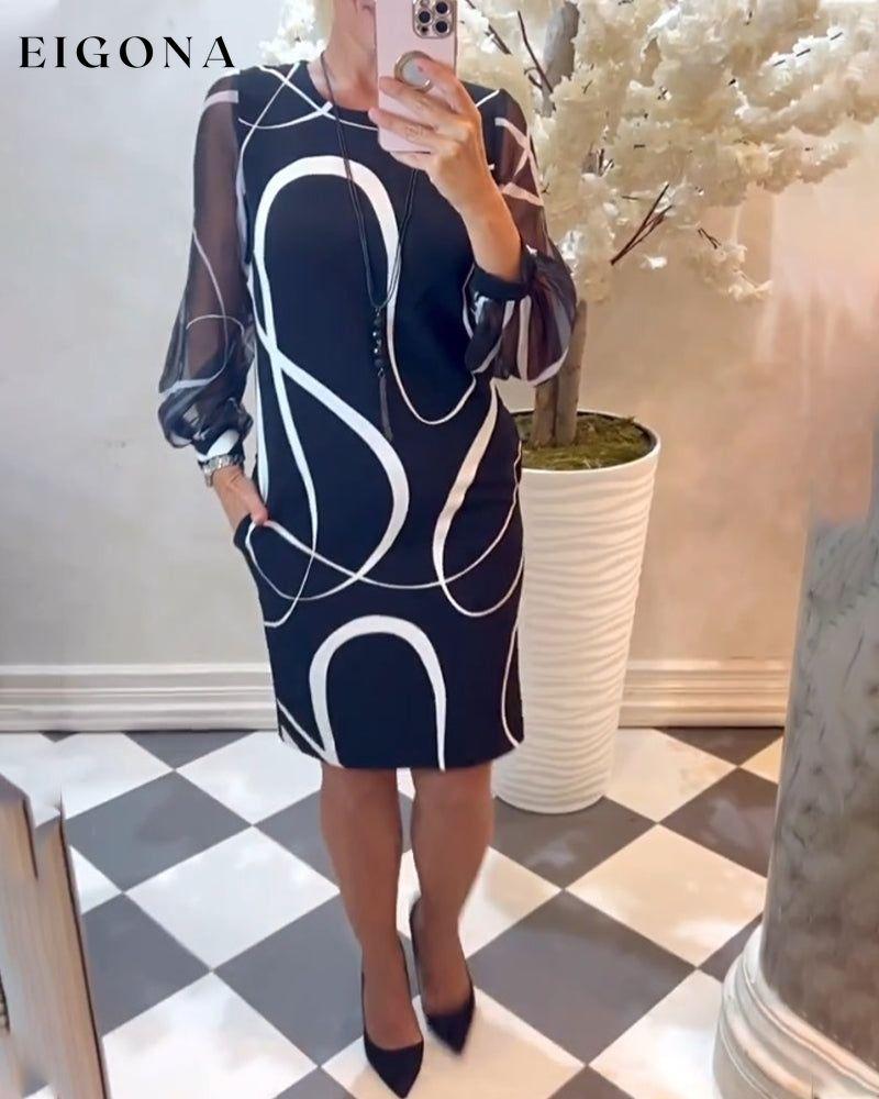 Curve print crew neck dress 2023 f/w 23BF casual dresses Clothes Dresses spring