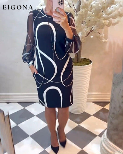 Curve print crew neck dress 2023 f/w 23BF casual dresses Clothes Dresses spring