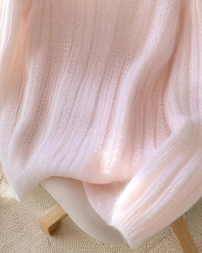 Solid Color V-Neck Elegant Jumper