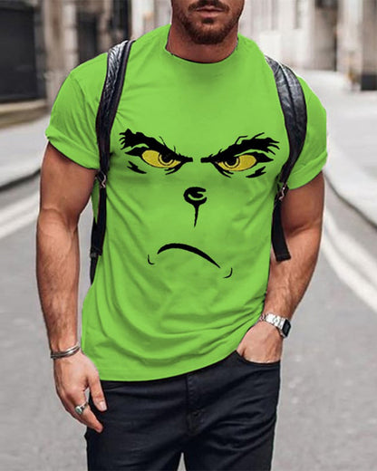 Men's Funny Christmas Cartoon Characters Print Casual T-shirt 2024 f/w Green Grinch grinch spring summer t-shirts