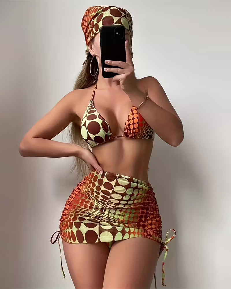 Polka Dot Separated Skirt-Style Bikini