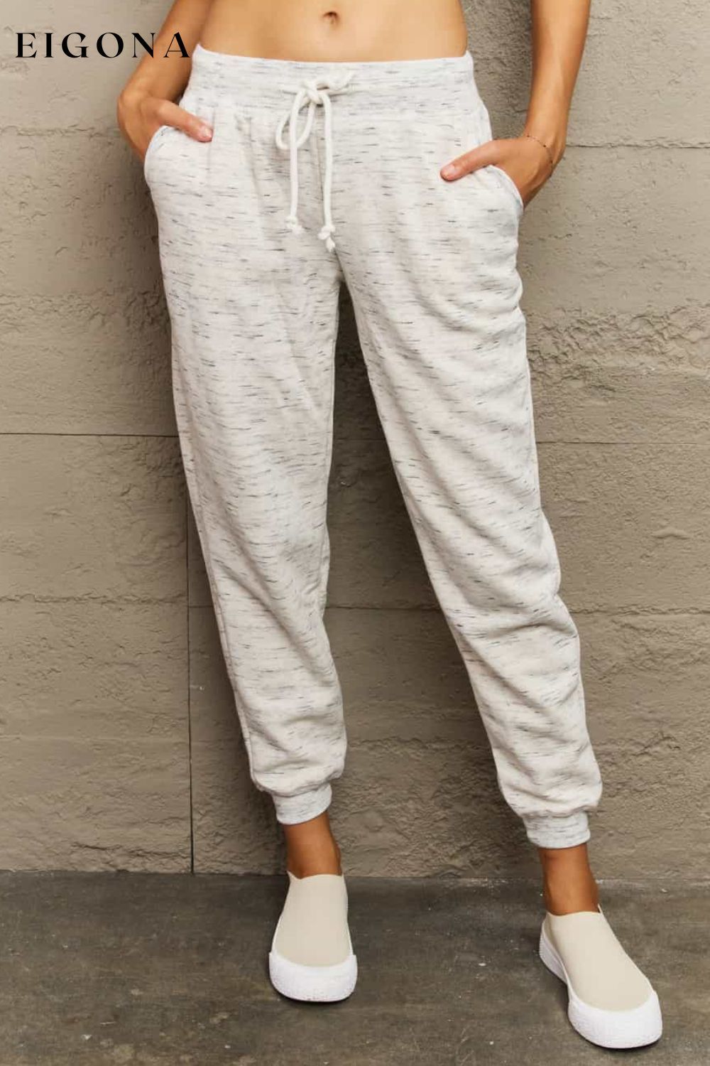 Full Size Tie Waist Long Sweatpants Light Gray clothes Ninexis Ship From Overseas Shipping Delay 09/29/2023 - 10/02/2023 trend