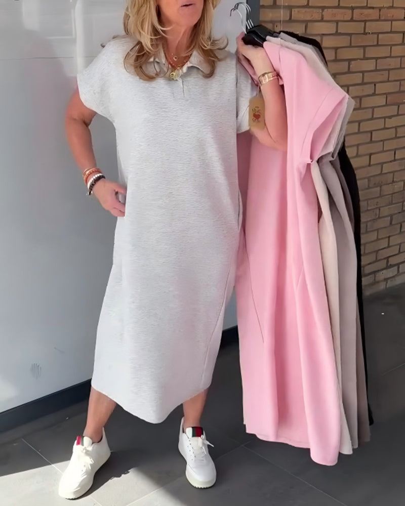 Polo Collar Casual T-Shirt Dress