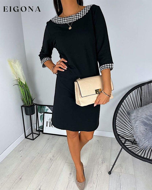 Round Neck Straight Dress Black 2023 f/w 23BF casual dresses Clothes Dresses spring