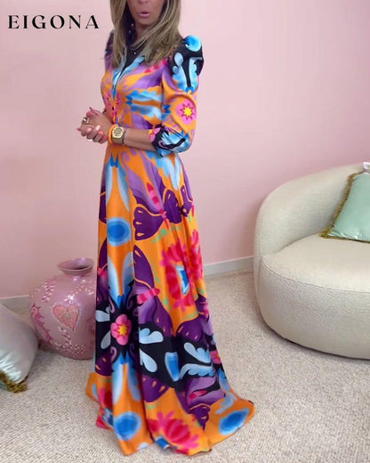 Color butterfly print set spring summer two-piece sets