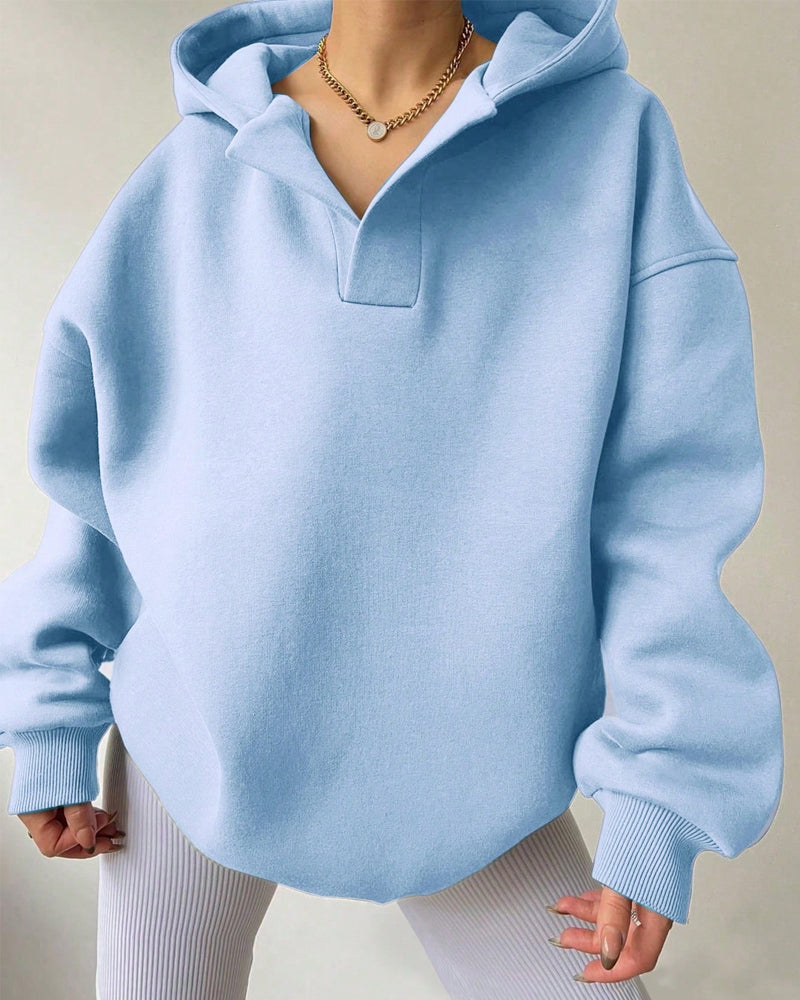 Casual Solid Color Loose Hoodie