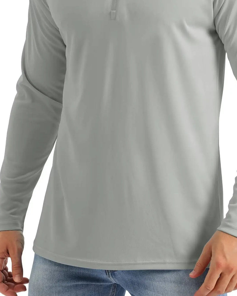 Men's Zip Stand Collar Long Sleeve Top