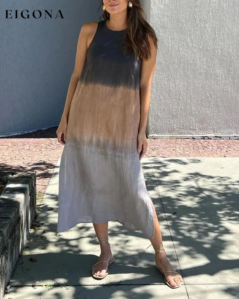 Sleeveless Gradient Round Neck Dress