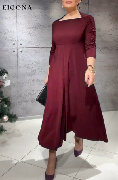 Elegant Maxi Casual Dress Burgundy 2023 f/w 23BF casual dresses Clothes Dresses spring