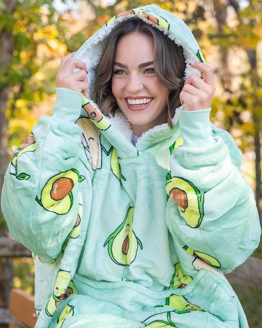 Avocado Printed Loose Blanket Hoodie 2024 f/w Blanket Hoodies