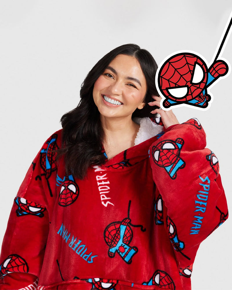 Spider-Man print loose pocket loose blanket hoodie 2024 F/W Blanket Hoodies