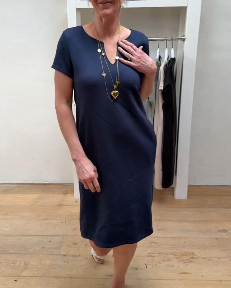 Casual Slim Solid Color Short Sleeve Dress
