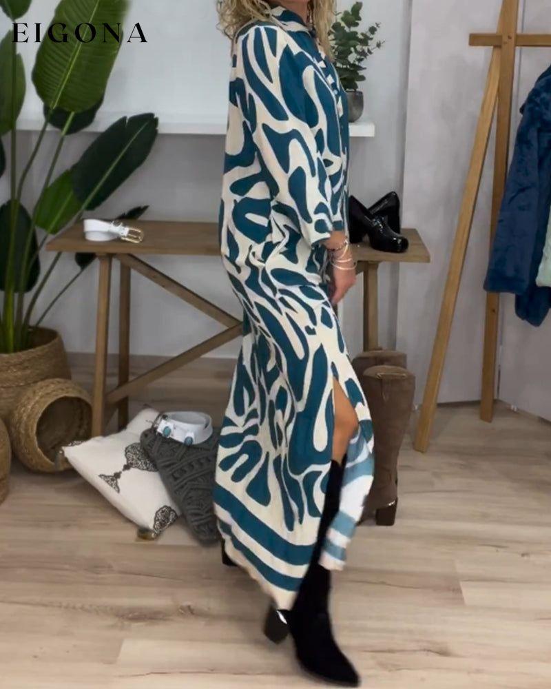 Lapel side slit printed dress 2023 f/w 23BF casual dresses Clothes Dresses spring