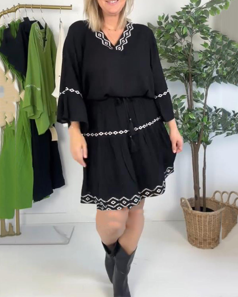 Bohemian Embroidered Skirt Set