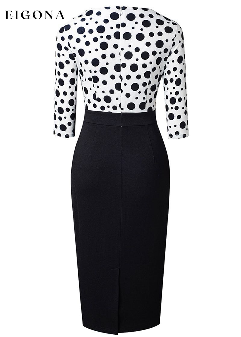 Surplice Neck Polka Dot Pencil Dress A&Y.S clothes Ship From Overseas Shipping Delay 09/29/2023 - 10/01/2023 trend