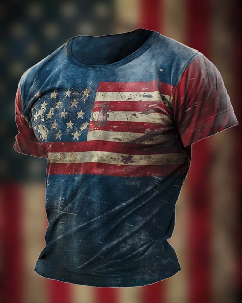 Men's Vintage American Flag Declaration of Independence Print T-Shirt 2024 f/w MAGA spring summer t-shirts