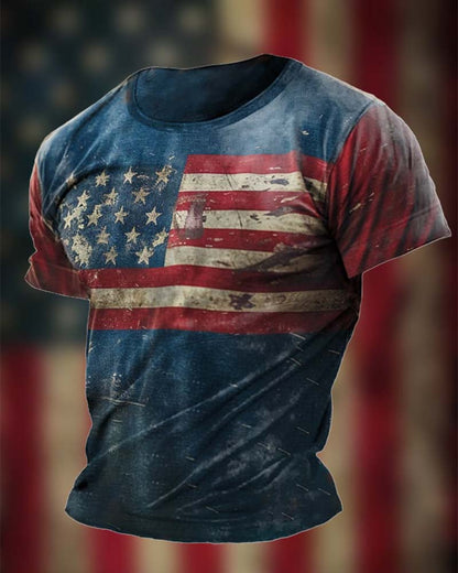 Men's Vintage American Flag Declaration of Independence Print T-Shirt 2024 f/w MAGA spring summer t-shirts