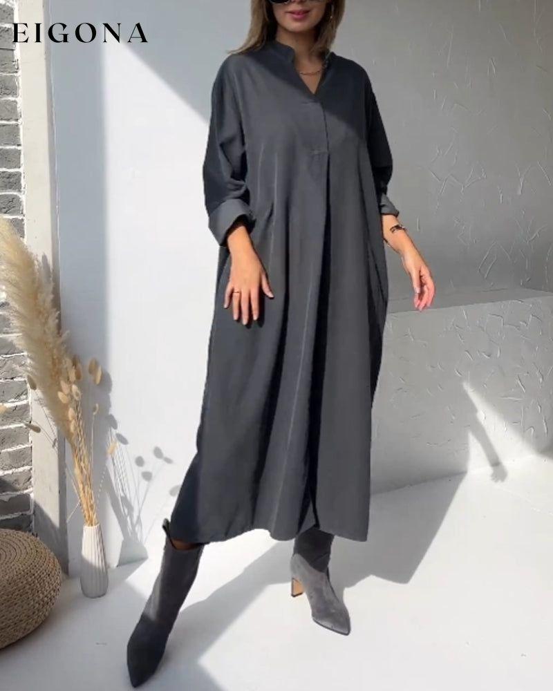 V-neck solid color pocket dress Black 2023 f/w 23BF casual dresses Clothes Dresses spring