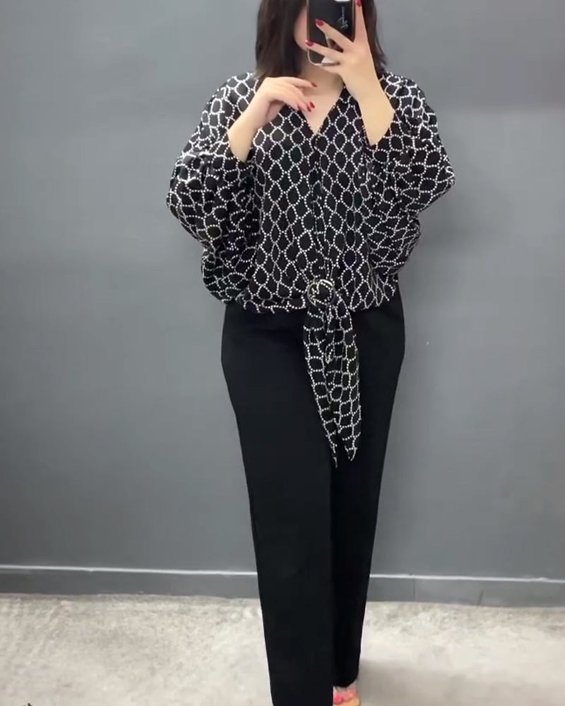 Fashion Loose Elegant Printed Shirt 2024 F/W blouses & shirts