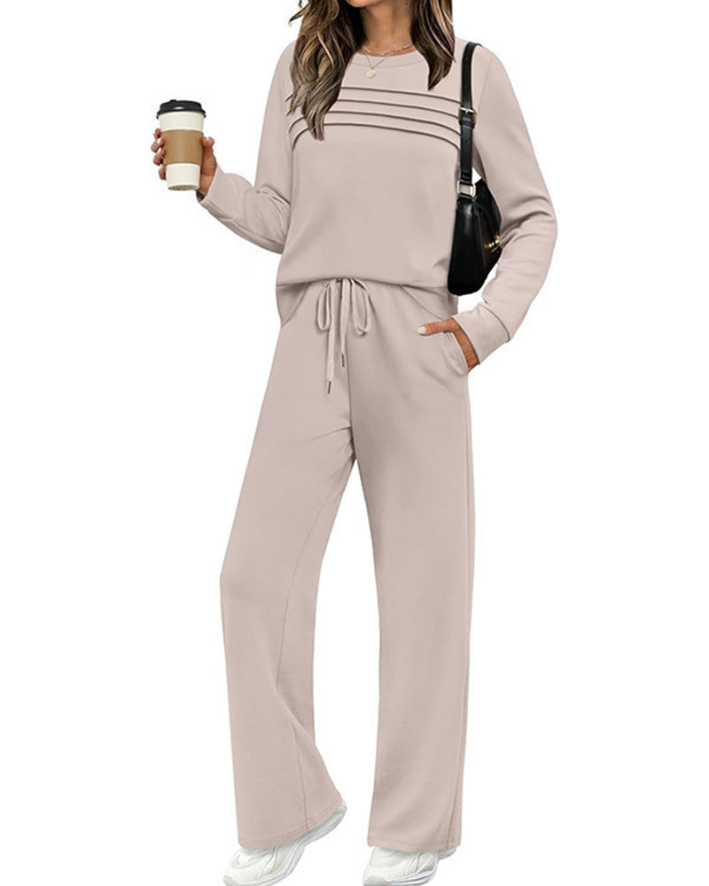 Women's Crewneck Top and Drawstring Pants Set