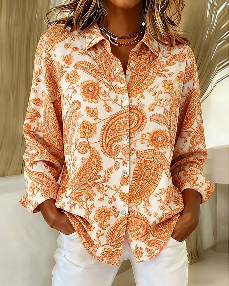 Printed Lapel Vintage Shirt