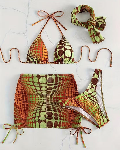 Polka Dot Separated Skirt-Style Bikini