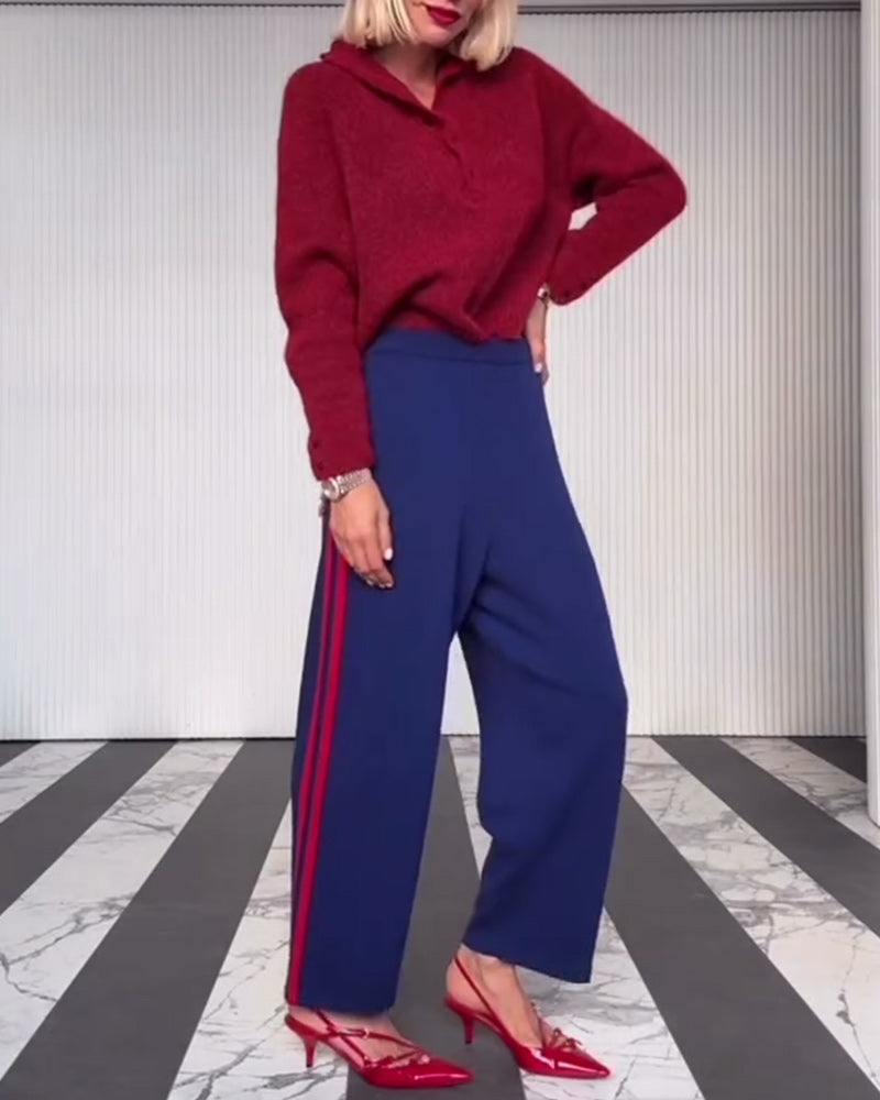 Stripe print casual pants 2024 f/w pants