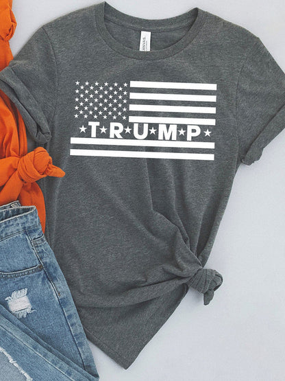 Trump letter and star print T-shirt 2024 f/w faith & slogan spring summer t-shirts