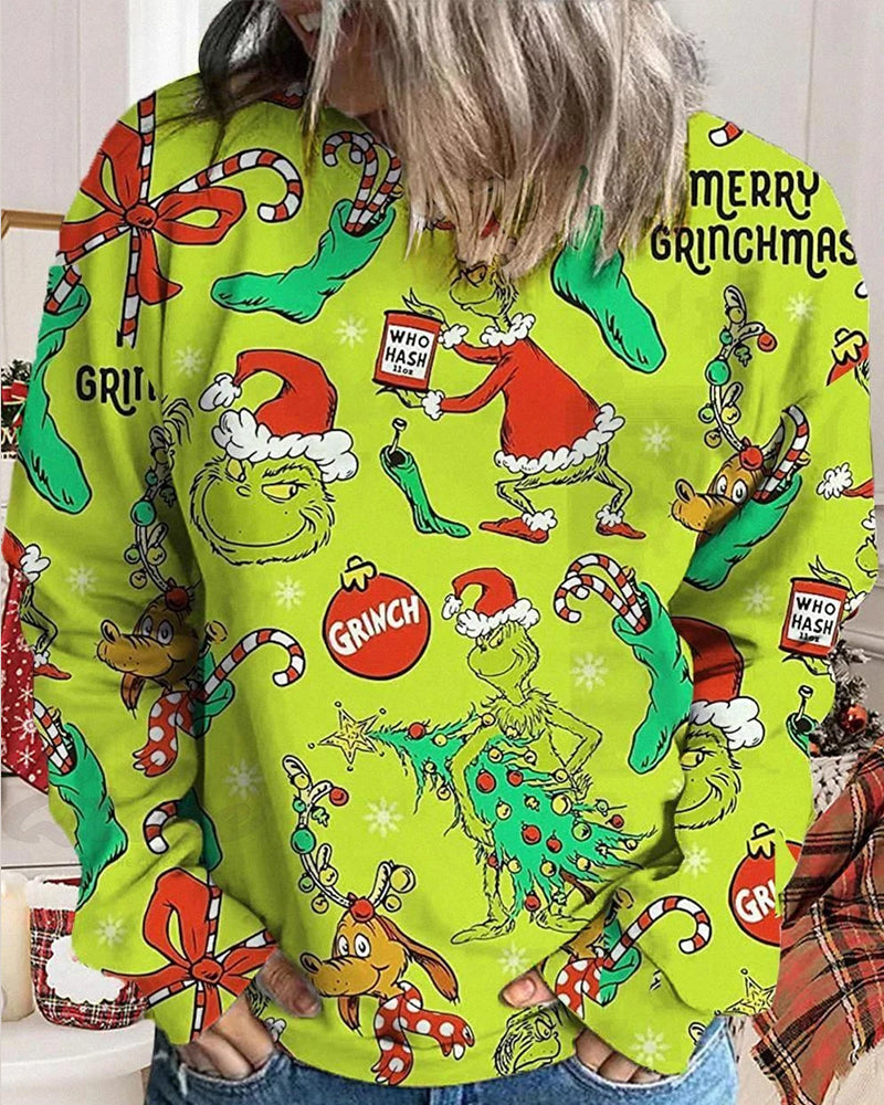 Christmas Holiday Festive Monster Grinch Sweatshirt 2024 f/w christmas grinch sweatshirts