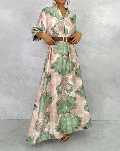 Temperament Leaf Print Dress