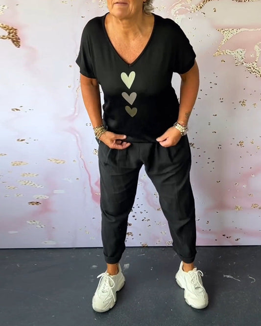 Pantalones casuales cómodos con bolsillos de color liso.