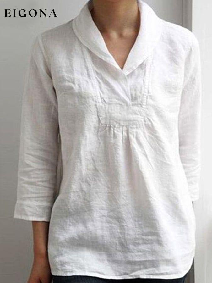 Women's Casual Elegant Design Collar Cotton Shirt cotton linens