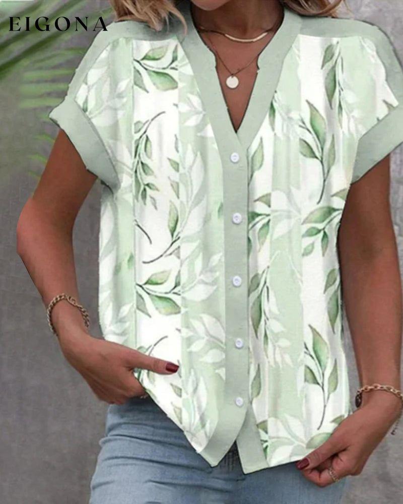 Buttoned leaf print shirt blouses & shirts spring summer