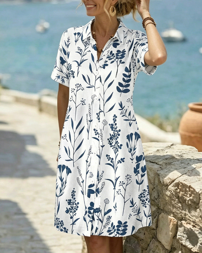 Fresh Botanical Print A-Line Dress