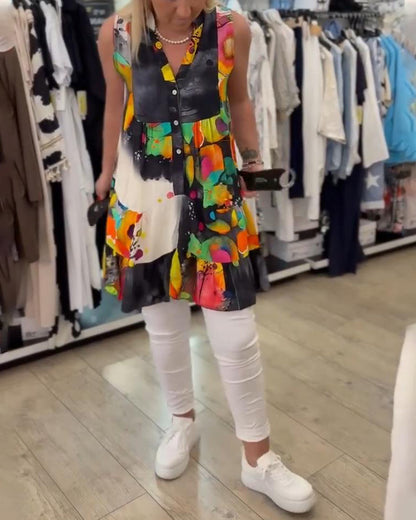 Retro Fashion Sleeveless Printed Tank Top