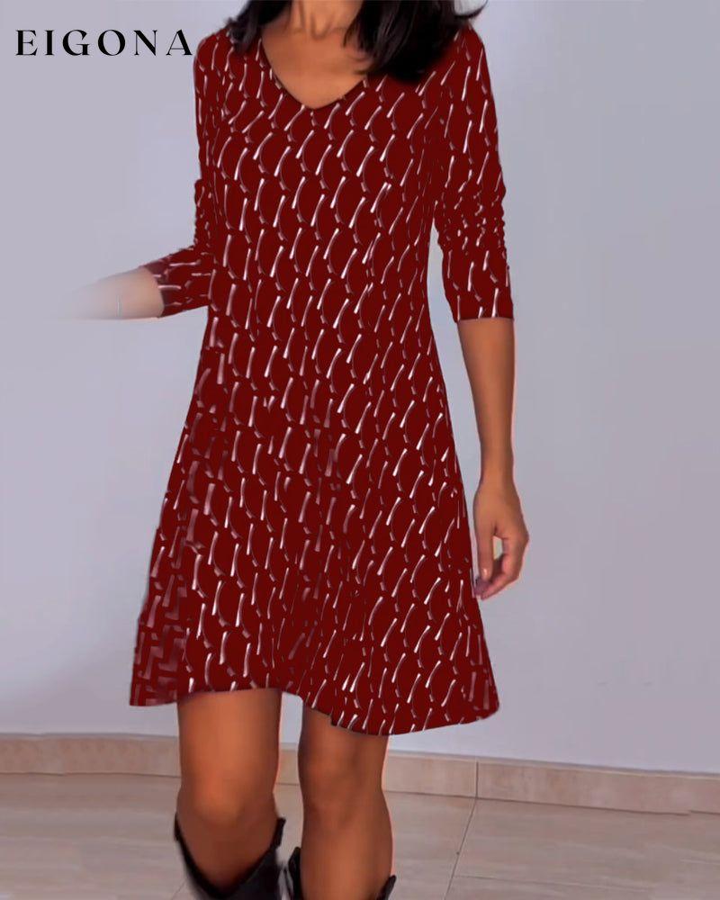 Diamond print v-neck dress 2023 f/w 23BF casual dresses Clothes Dresses spring